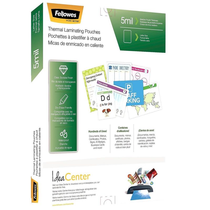 Fellowes Laminating Pouches Letter Size Hot Pouch 9 x 11.5 5 mil 100 pack 5743501