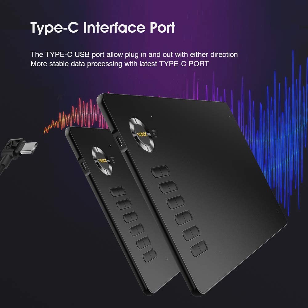 Graphics Drawing Tablet VEIKK A15 10x6 inch Graphic Pen Tablet with Battery-Free Passive Stylus and 12 Shortcut Keys