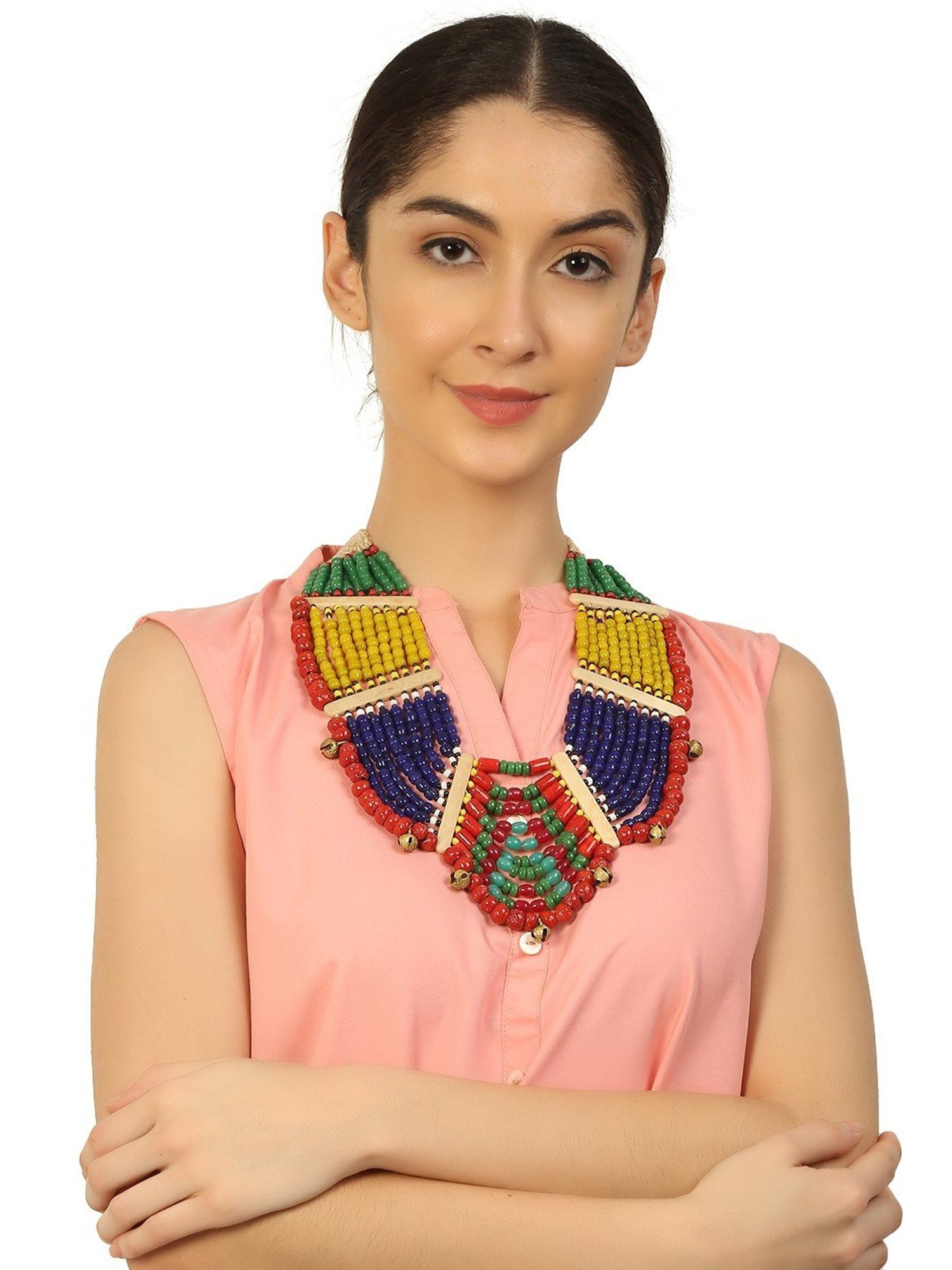 Imli Street Multicolor Vintage Naga Beaded Tribal Necklace
