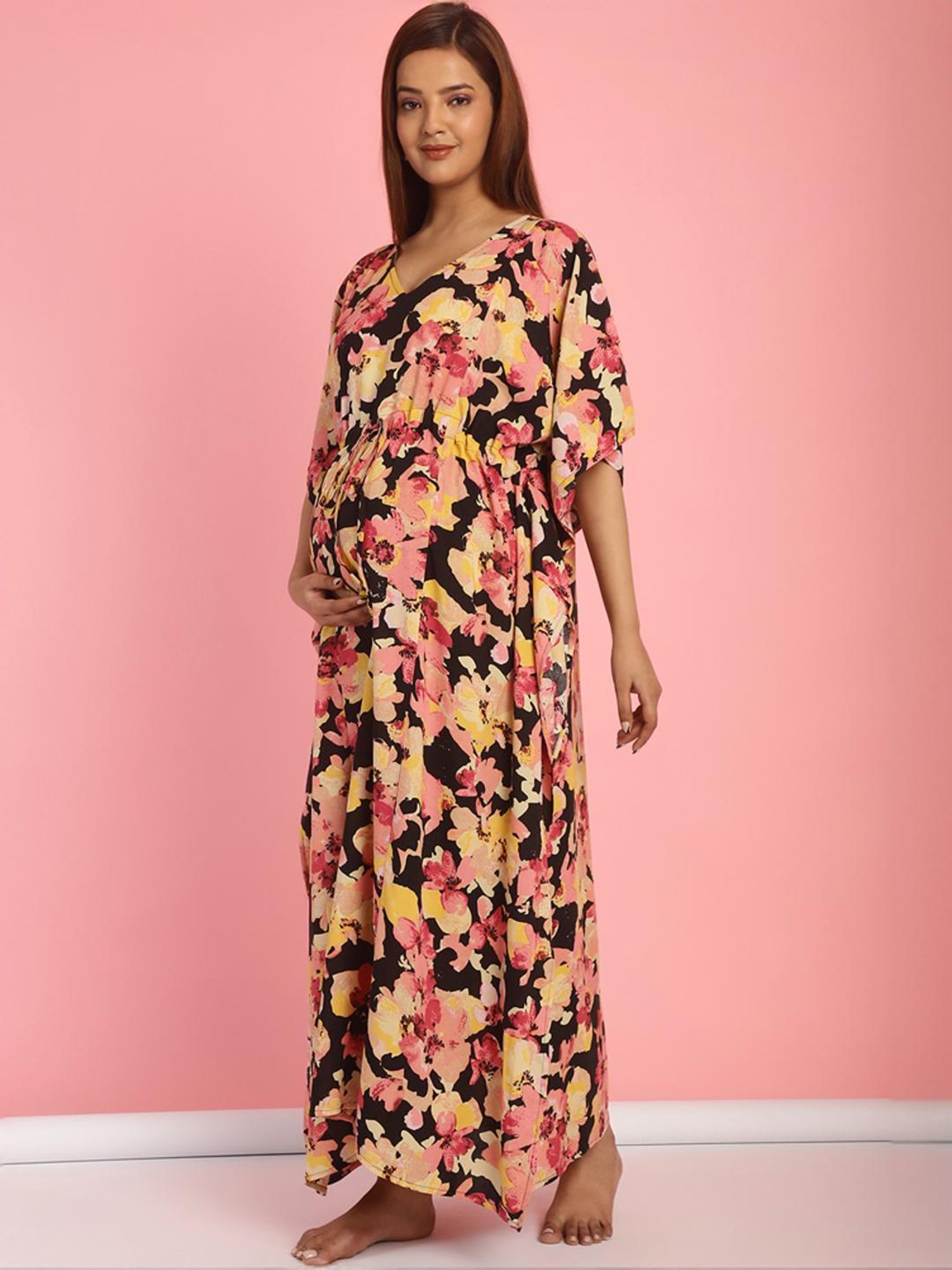 Secret Wish Multicolored Printed Maternity Kaftan