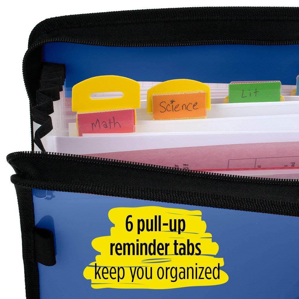 Five Star Expanding File, 7-Pocket Expandable Folder, Zipper Closure, Customizable, Blue (72711)