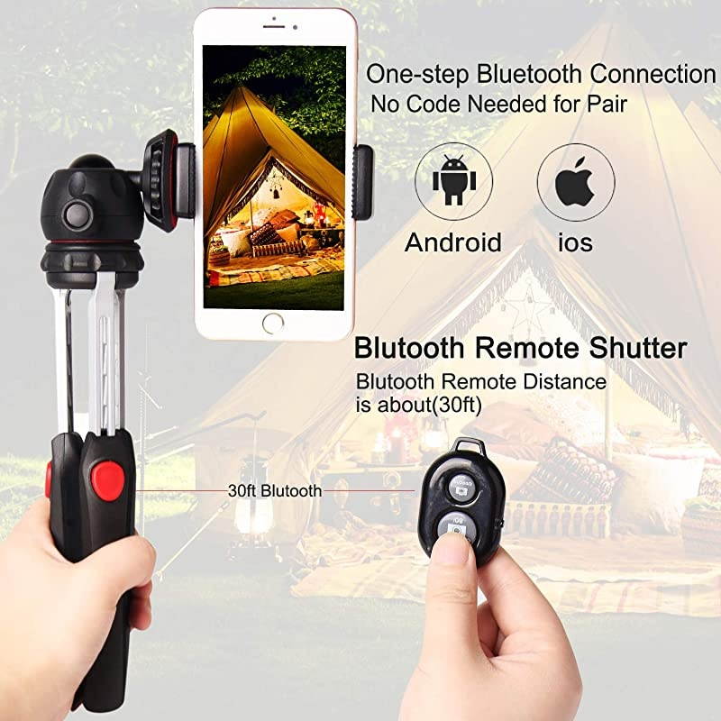 Camera Tripod with Wireless Remote, Phone GoPro Mount,Mini Tabletop Travel vlogging Tripod Stand for Phone Webcam,GoPro Action Cam/DSLR Canon Nikon Sony