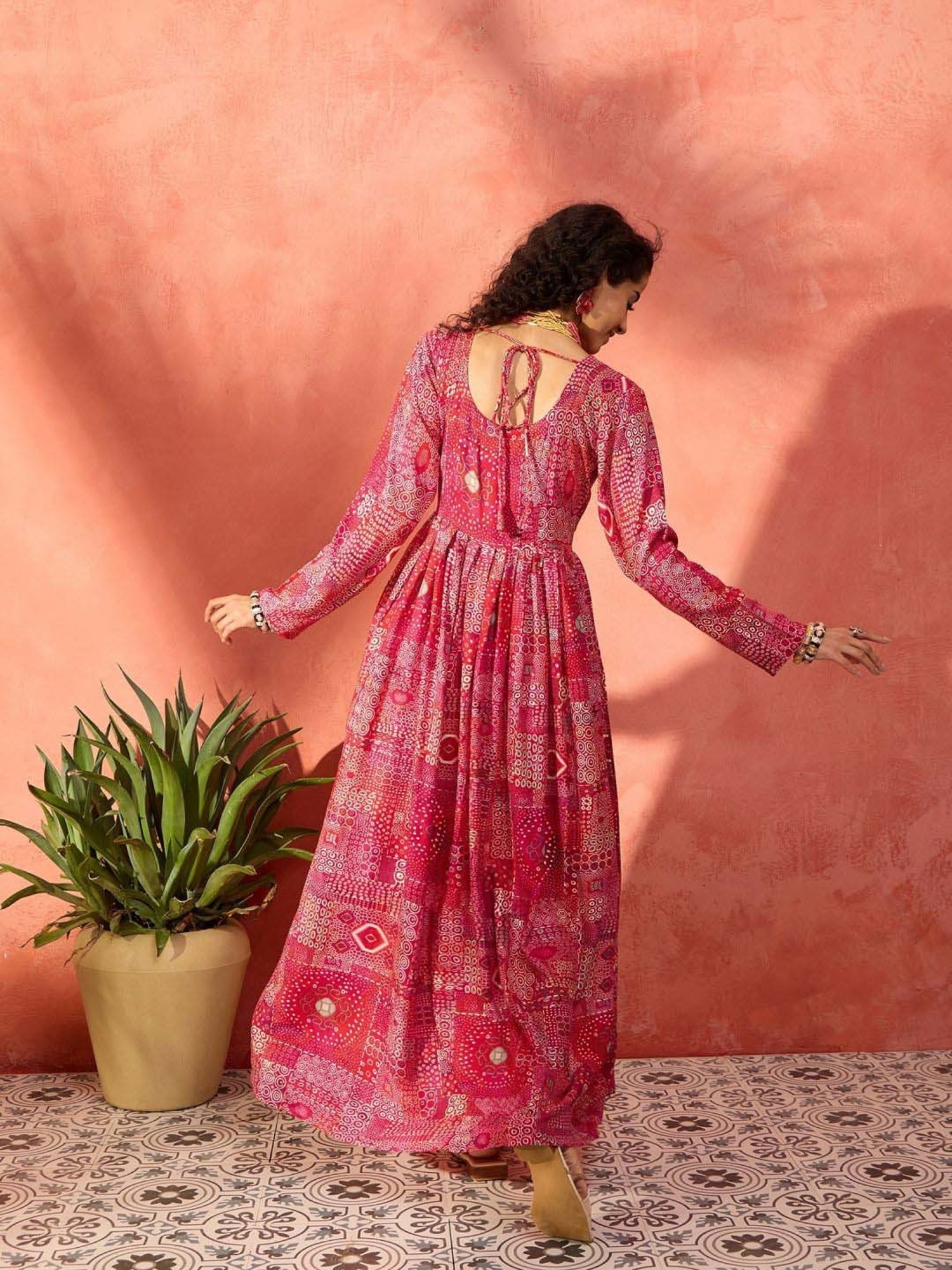 Inweave Red Printed Maxi Dress