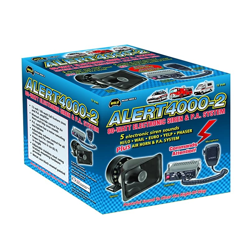 4000-2) Alert 80 Watt Electronic Siren and Speaker - 12 Volt