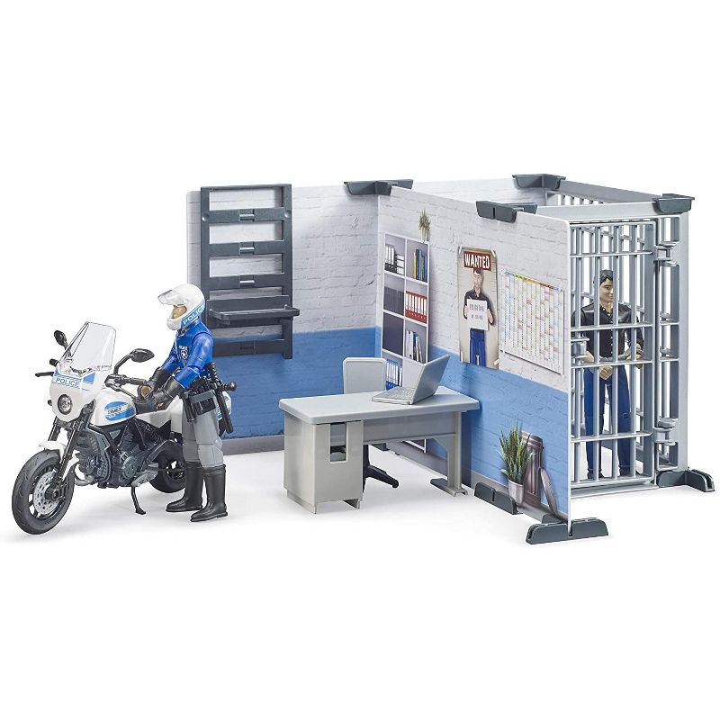 Bruder bworld Police Station Set with Police Motorcycle and Figure