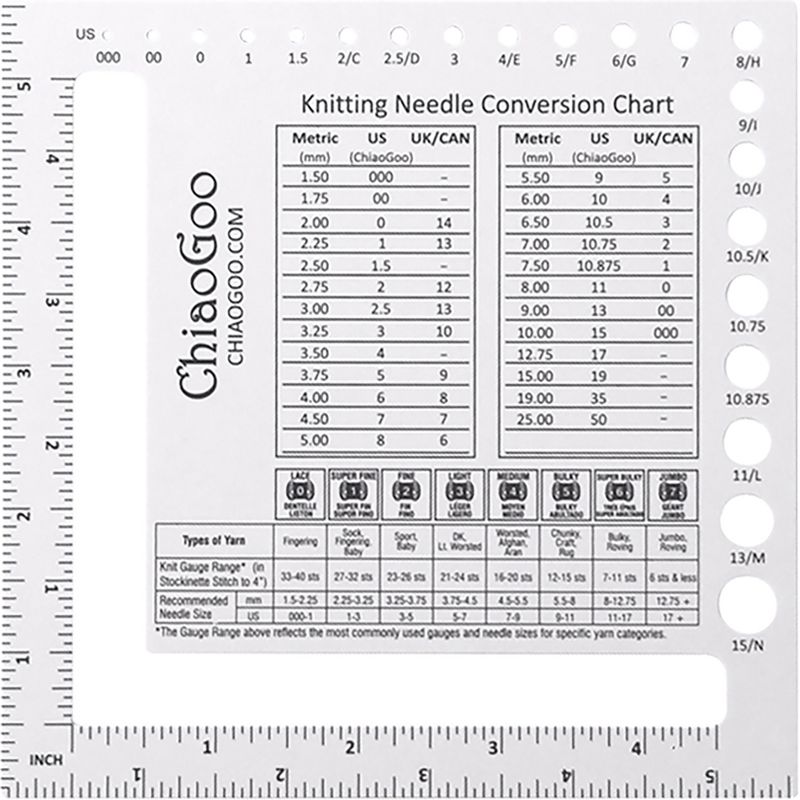 ChiaoGoo Swatch & Needle Gauge 5.5"