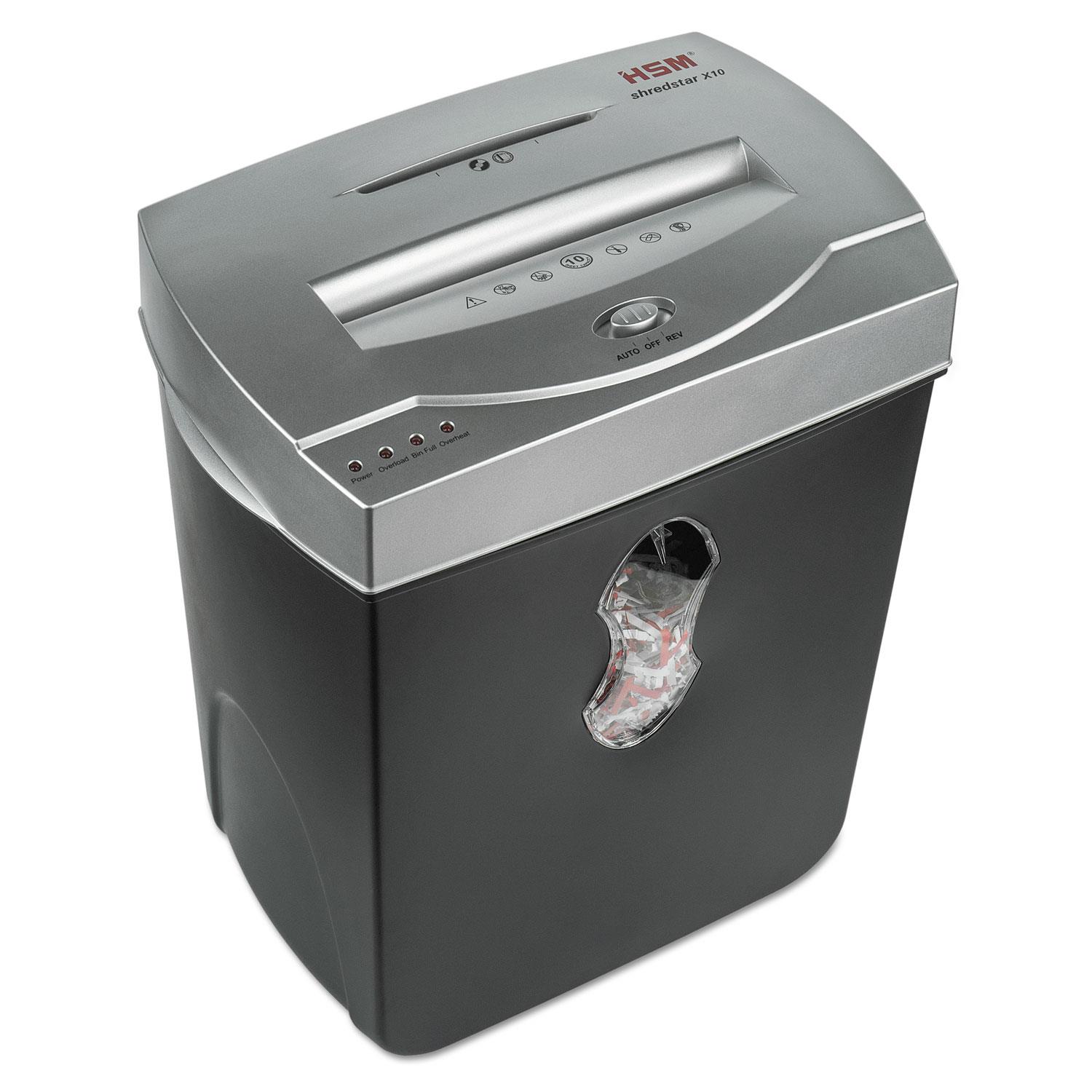 HSM 1045 Shredstar X10 Cross-Cut Shredder, 10 Pages per Pass, 5.28 Gal Capacity - White