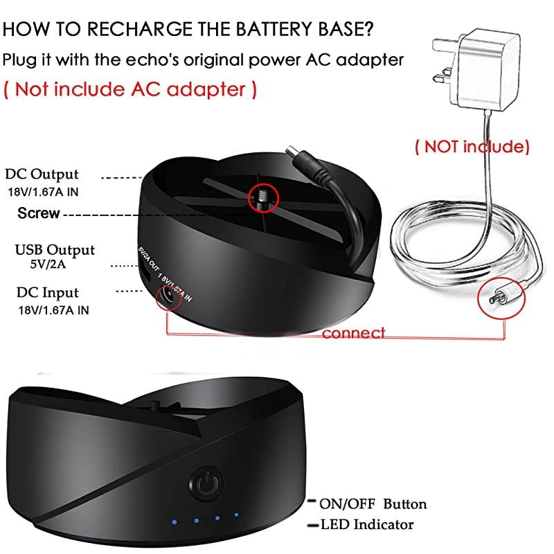 Battery Base for  Echo 3rd Gen and Echo Plus 2nd Generation Battery Base Makes them Not for Echo 2nd Generation and Echo Plus 1st Generation