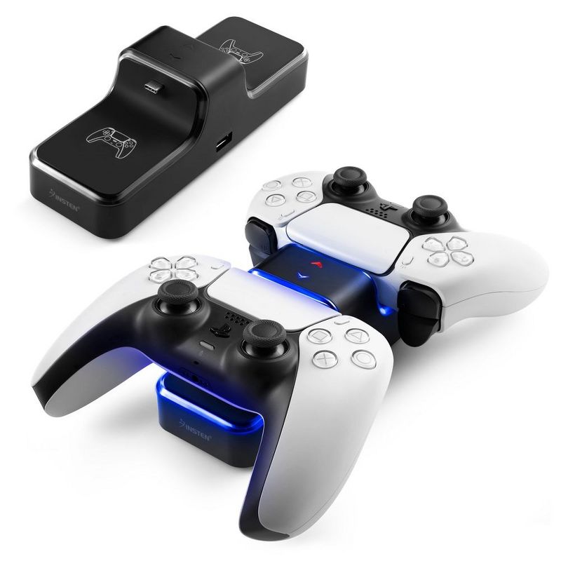 Insten - Controller Charger Station Compatible with Sony Playstation PS5 Controller, LED Indicator, Dual Charge, Black