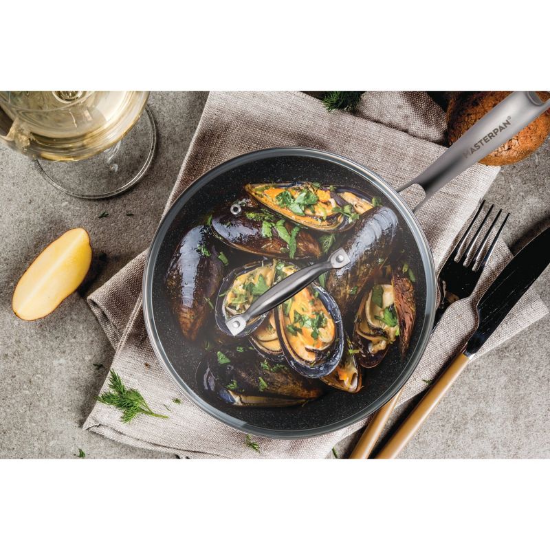 MasterPan 2qt Non-Stick Cast Aluminum Sauce Pan with Glass Lid Black