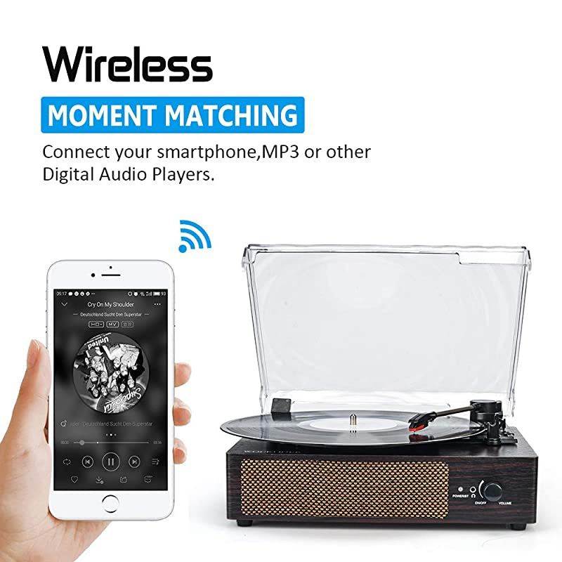 Player Turntable Wireless Portable LP Phonograph with Built in Stereo Speakers 3Speed BeltDrive Turntable Vinyl Player with Speakers