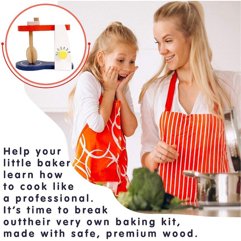 Melissa & Doug Stir and Serve Cooking Utensils (7pc) - Stainless Steel and Wood