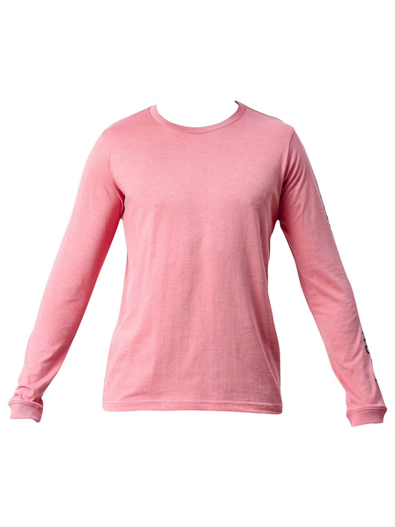 Basics Pink Slim Fit Printed T-Shirt