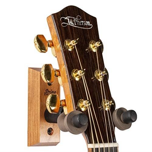 string swing guitar wall mount  holder for electric acoustic and bass guitars  stand accessories home or studio wall  musical instruments safe  cherry cc01c usa made