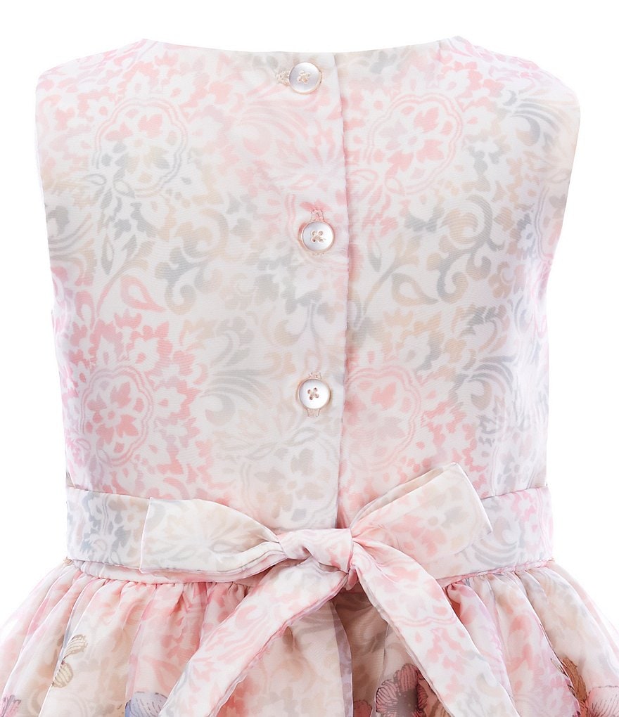 Pippa & Julie Little Girls 2T-6X Floral/Clip-Dot Tiered Fit-And-Flare Dress