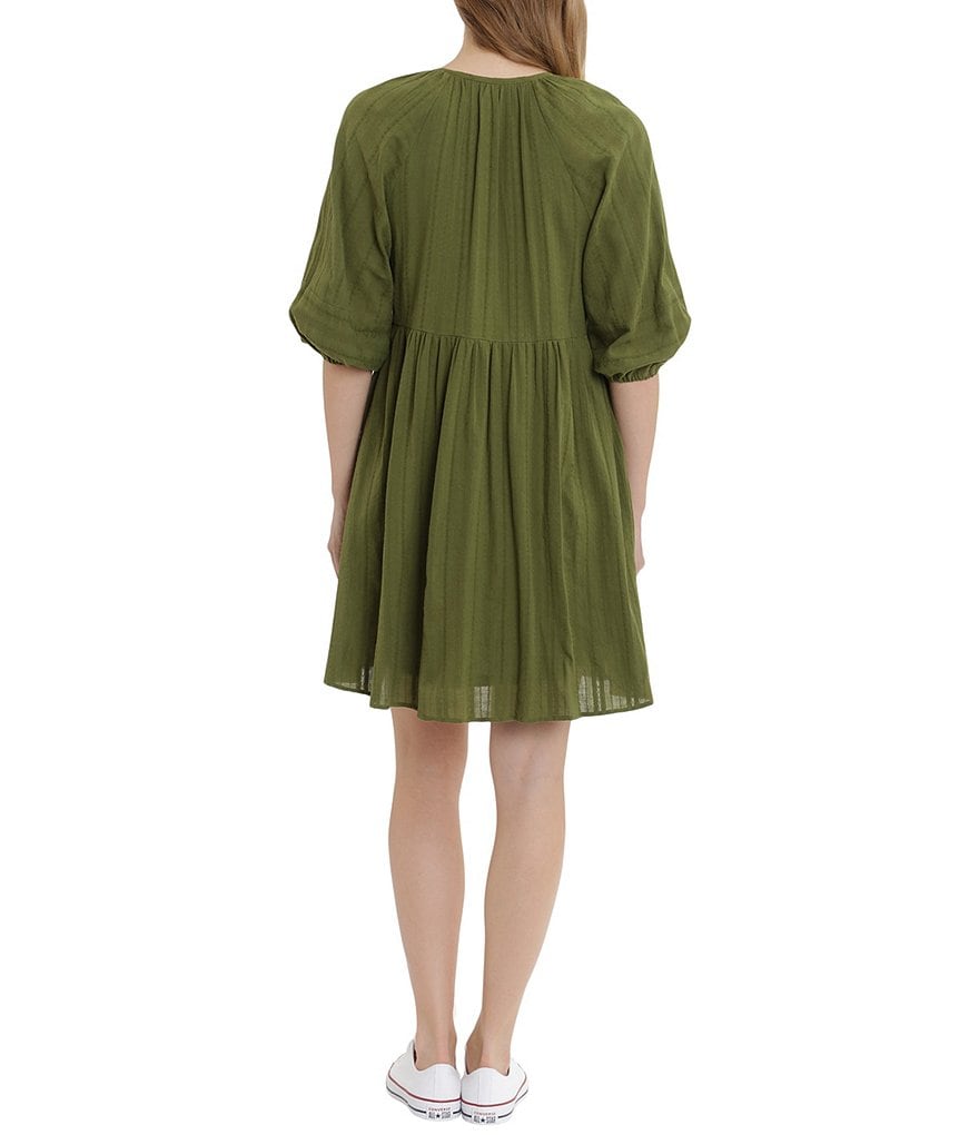 London Times Split V-Neck Babydoll Dress