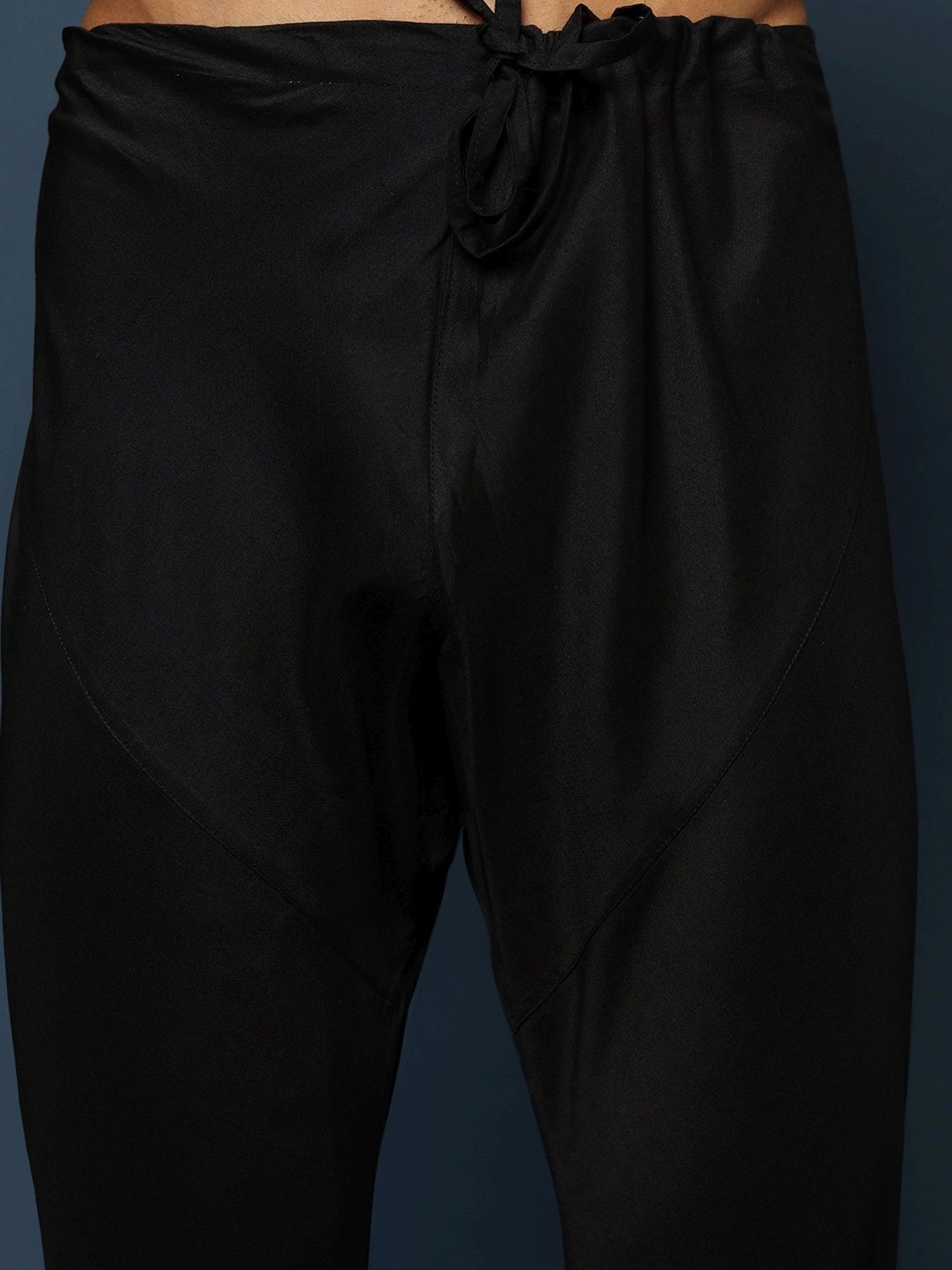 KISAH Navy Cotton Regular Fit Self Pattern Sherwani Set