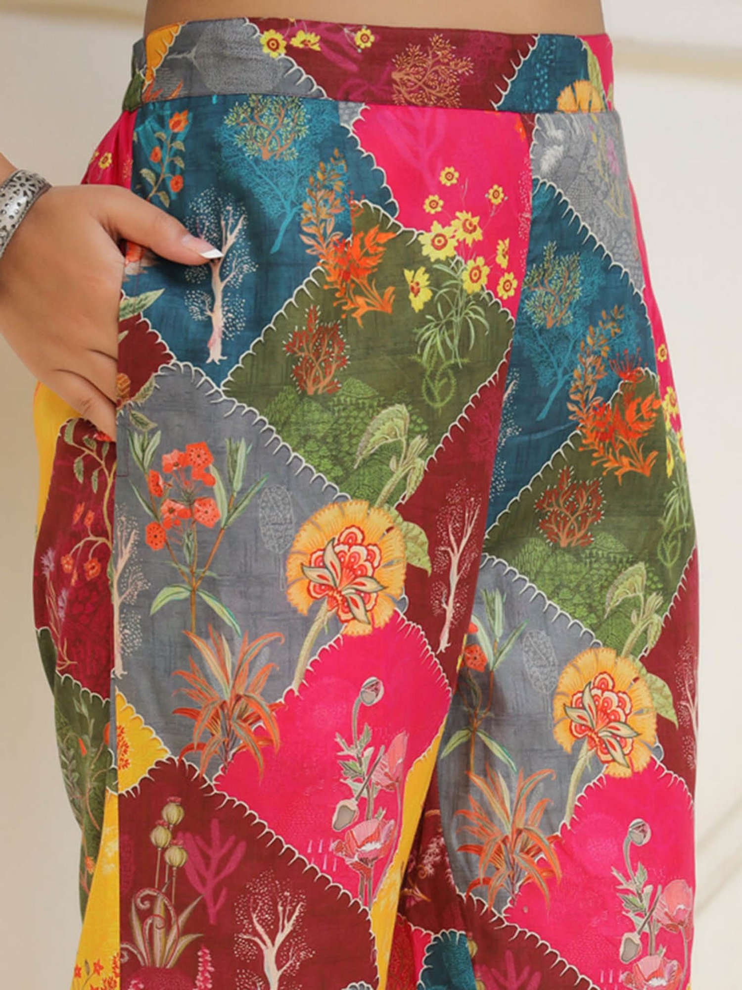 Rain and Rainbow Multicolor Pure Cotton Printed Tunic & Pant Set