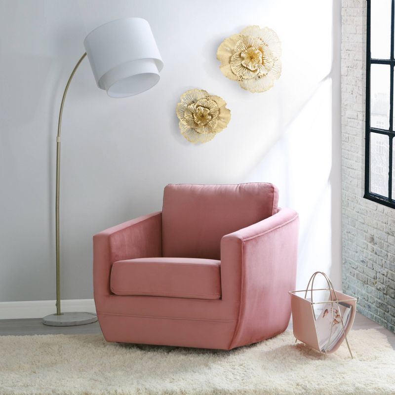 Karla Dubois Gogh Swivel Accent Chair - Dusty Rose