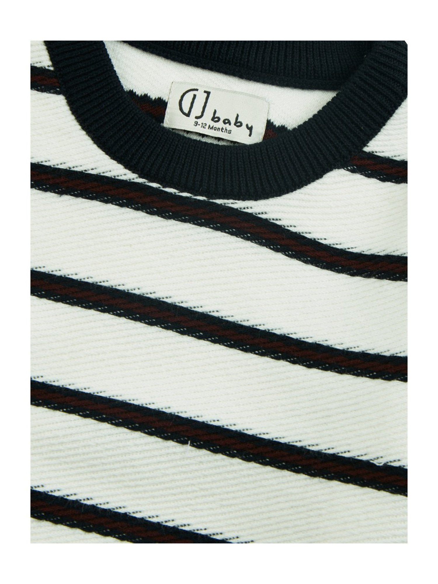GJ baby White Striped Full Sleeves Sweater