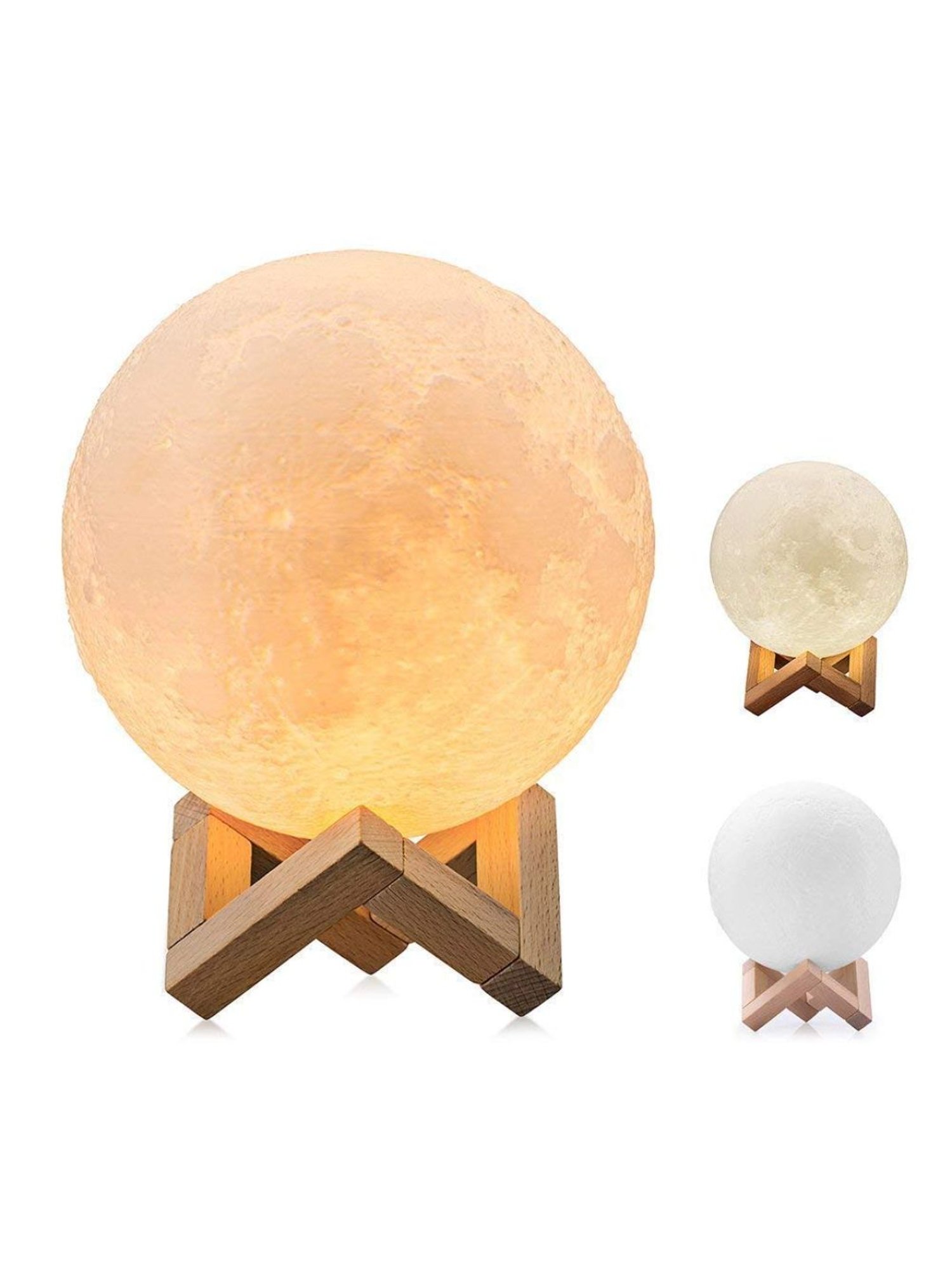 XERGY 3D Rechargeable Moon Light Lamp with Stand and Touch Control Adjust Brightness (White)