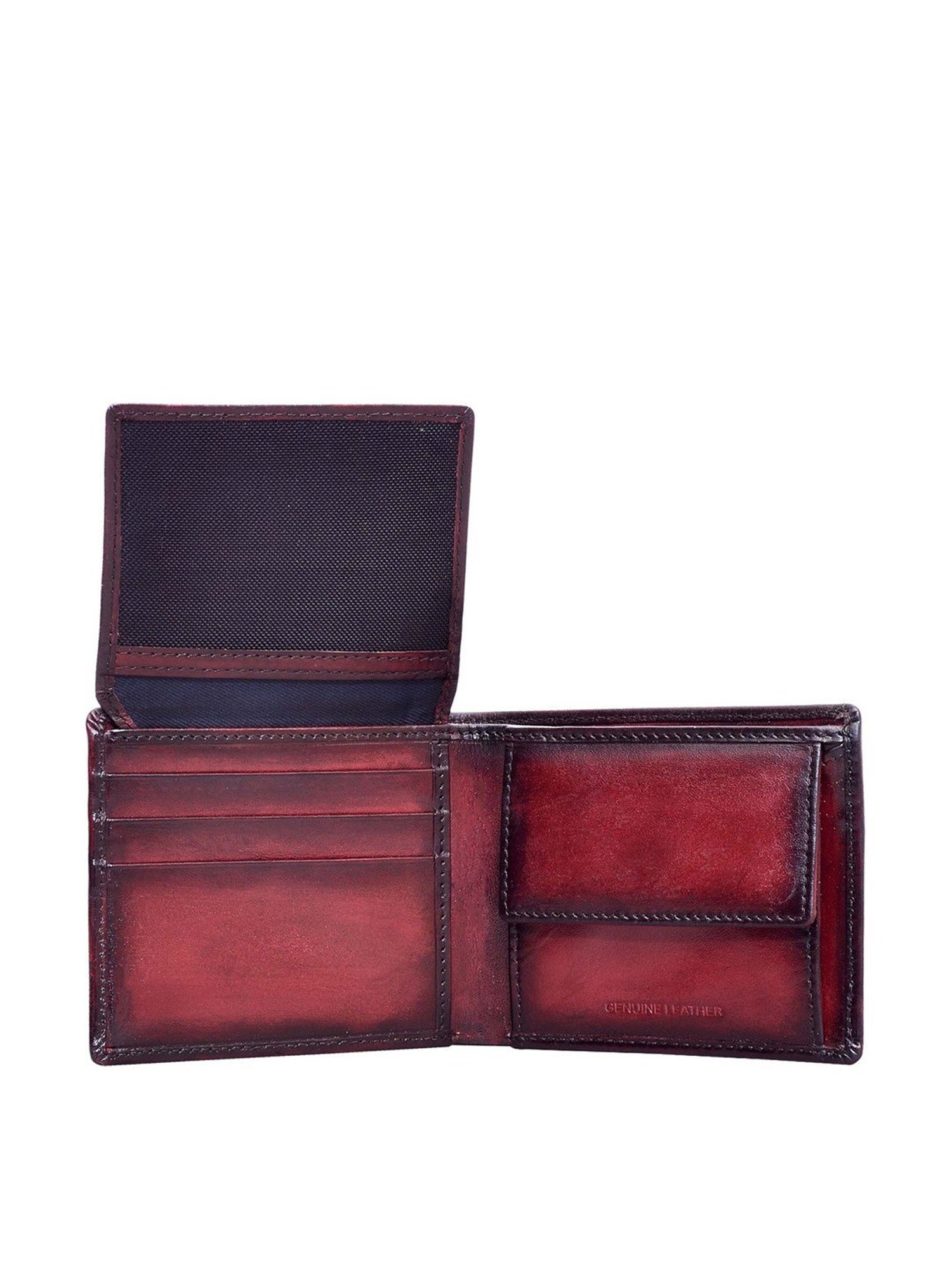 Eske Red Casual Leather Bi-Fold Wallet for Men
