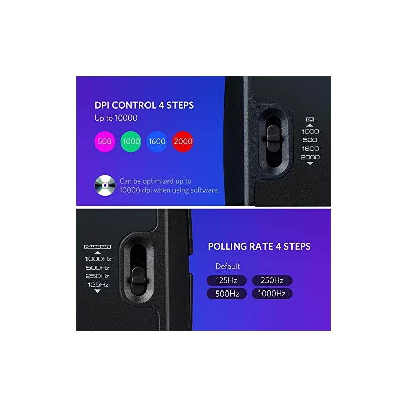 A660 Gaming Mouse Wired 10000 DPI Computer Mice for Laptop with 8 Programmable Buttons RGB Backlight Adjustable DPI Comfortable Grip Mice for Laptop PC MacWindows 7810