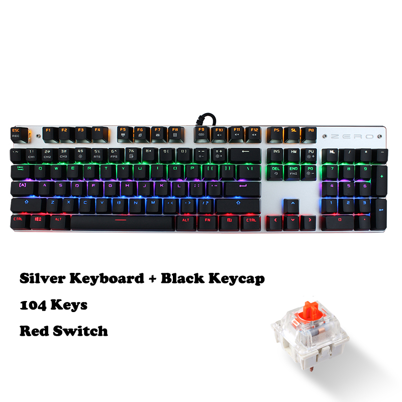 Jansicotek USB Wired Gaming Keyboard 104 Keys Red Switch Mechanical Gaming Keyboard, with LED Mix-light Anti-ghosting Blacklit for Gamer Tablet Desktop Computer