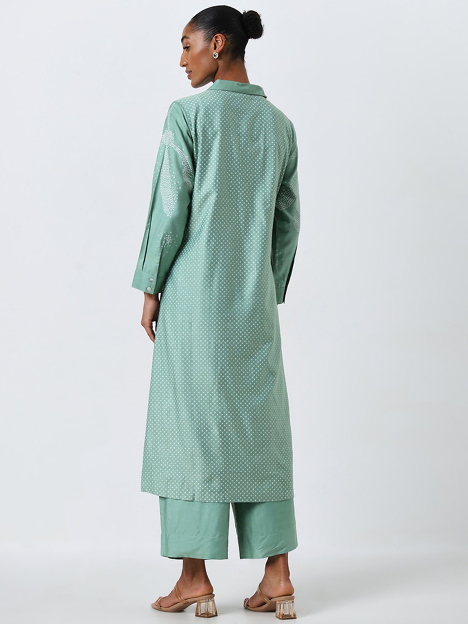Zuba by Westside Green Bandhani Printed A-Line Kurta