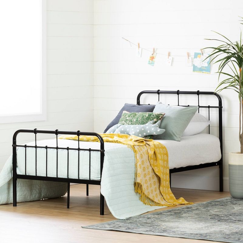 Twin Cotton Candy Metal Complete Bed   Black  - South Shore