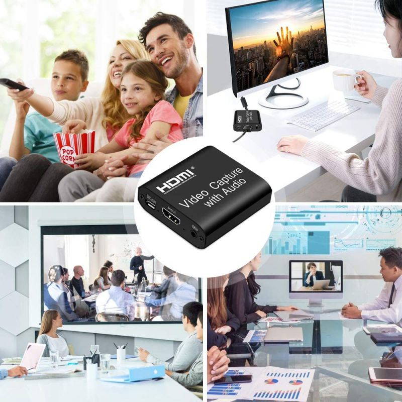 Audio Video HDMI Capture Card with Loop Out, 4K HD 1080P 60FPS USB 2.0 HDMI Capture Card for Live Streaming Video Recording for PS3/4, Xbox One & Xbox 360, Switch, DSLR, Camcorders