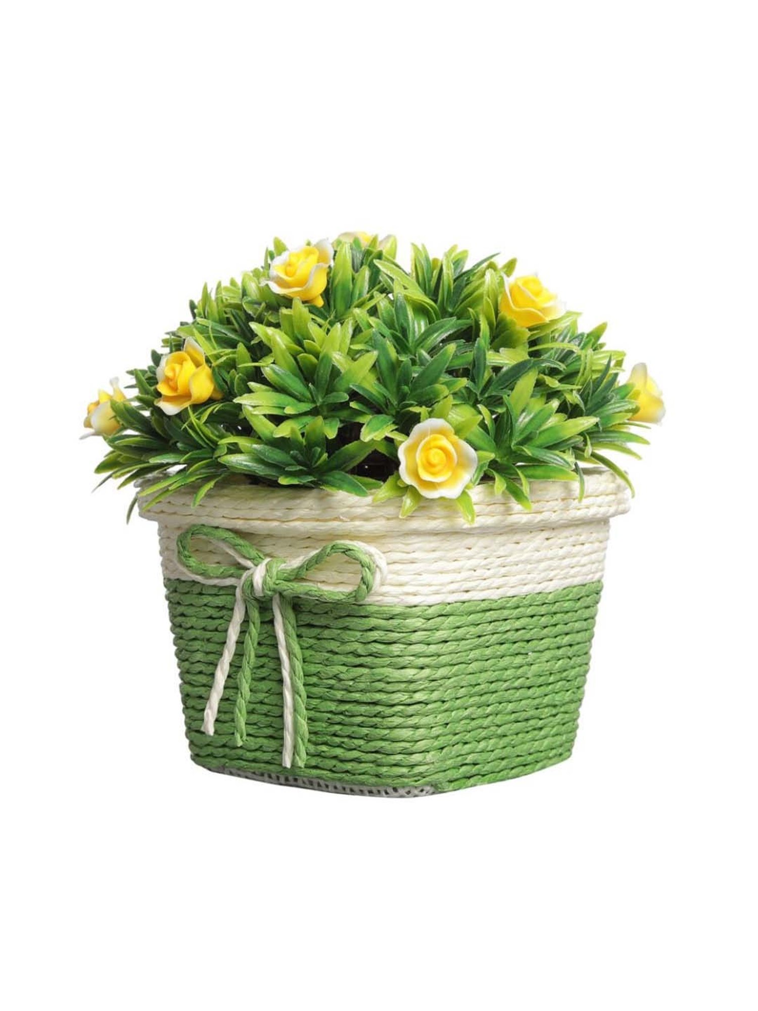 Foliyaj Multicolor Plastic Artificial Flower Plant With Pot - Set of 2