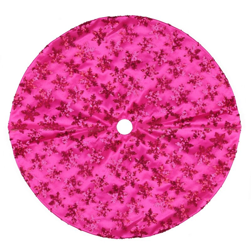 Northlight 20" Pink Sequin Snowflake Mini Christmas Tree Skirt