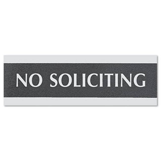 Headline Sign Century Series Office Sign NO SOLICITING 9 x 3 Black/Silver 4758