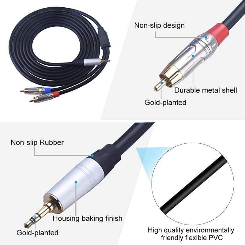 2Male to 2Male RCA Audio Cable 15Feet 10Pack