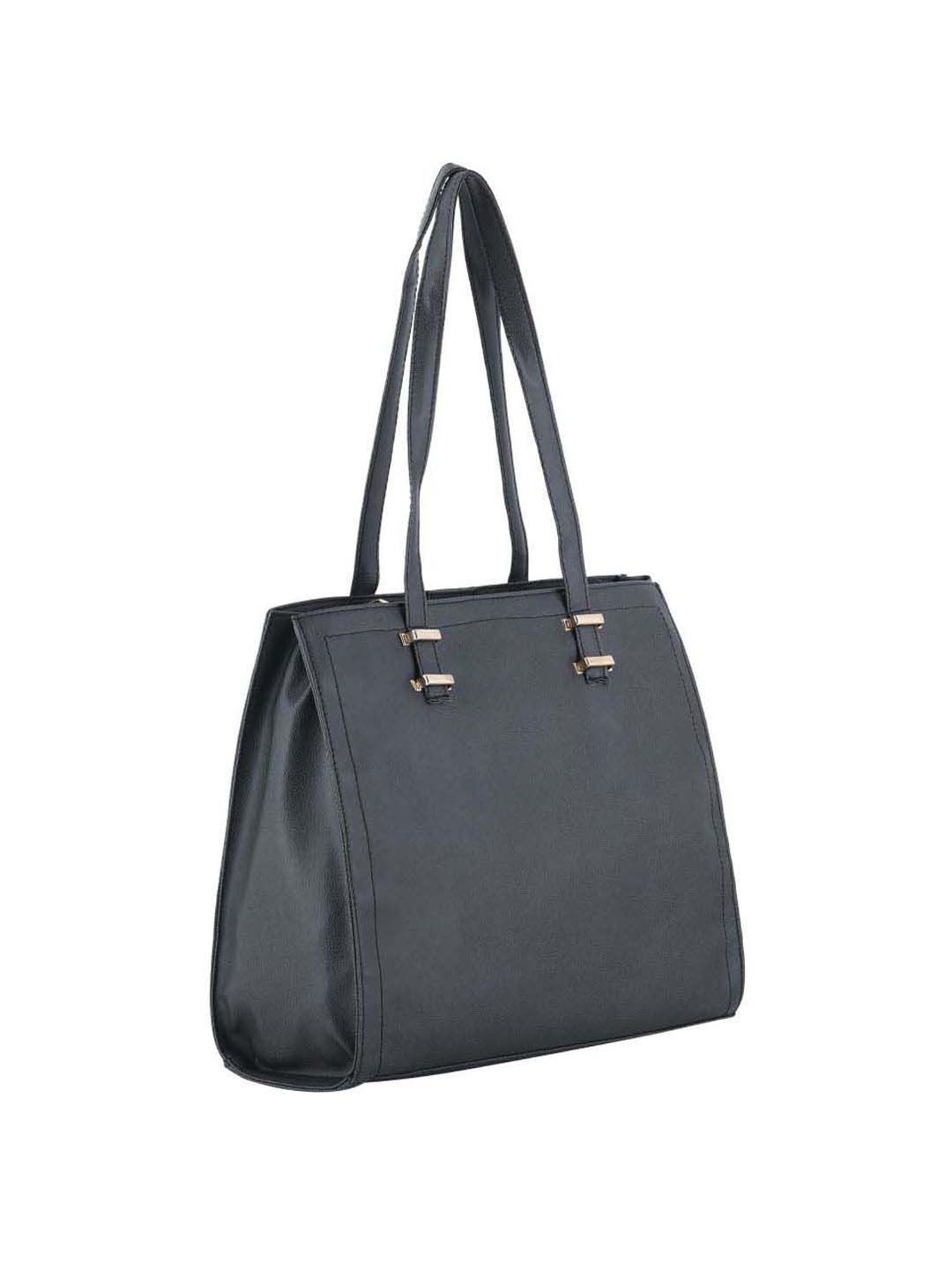 Toteteca Black Solid Medium Tote Handbag