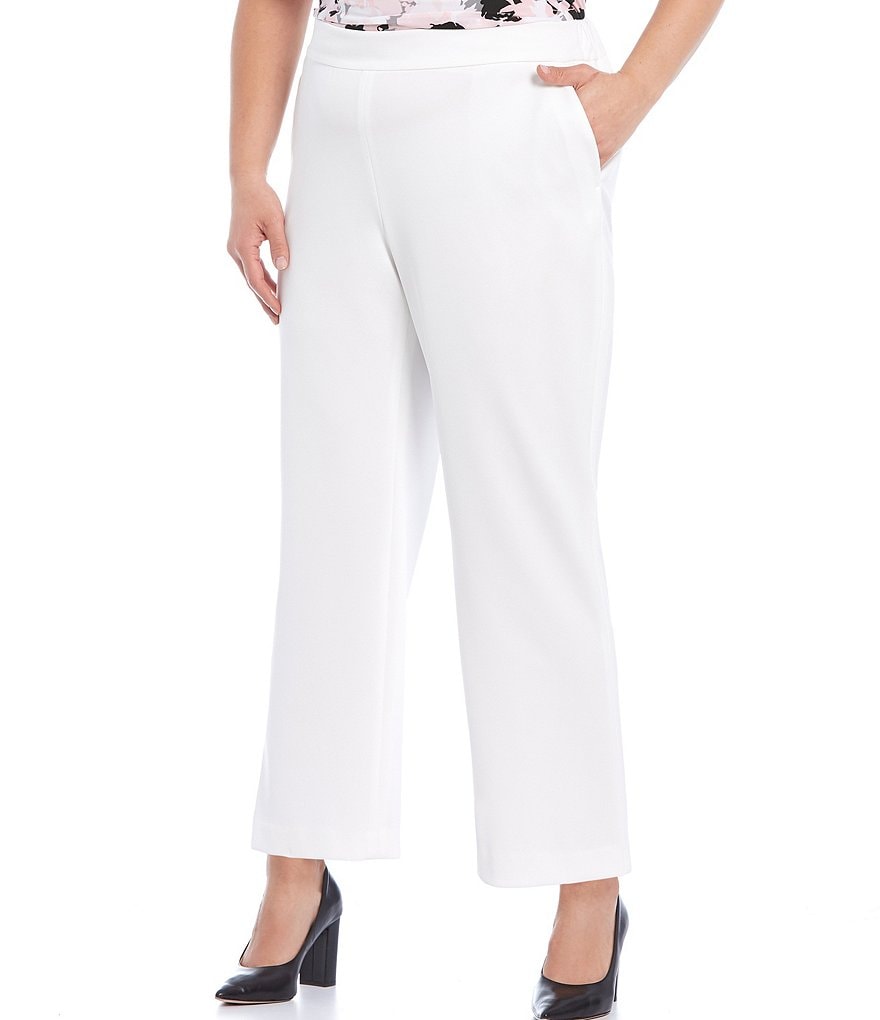 Kasper Plus Size Drapy Crepe Elastic Back Ankle Pants