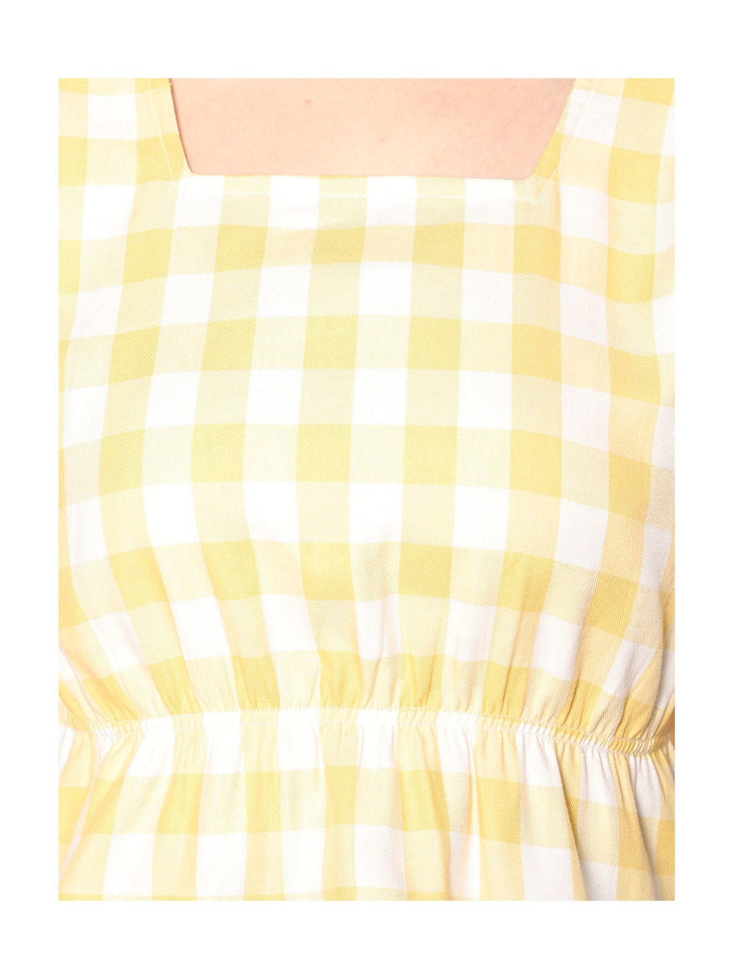 TeenTrums Girls Yellow & White Checks Crop Top