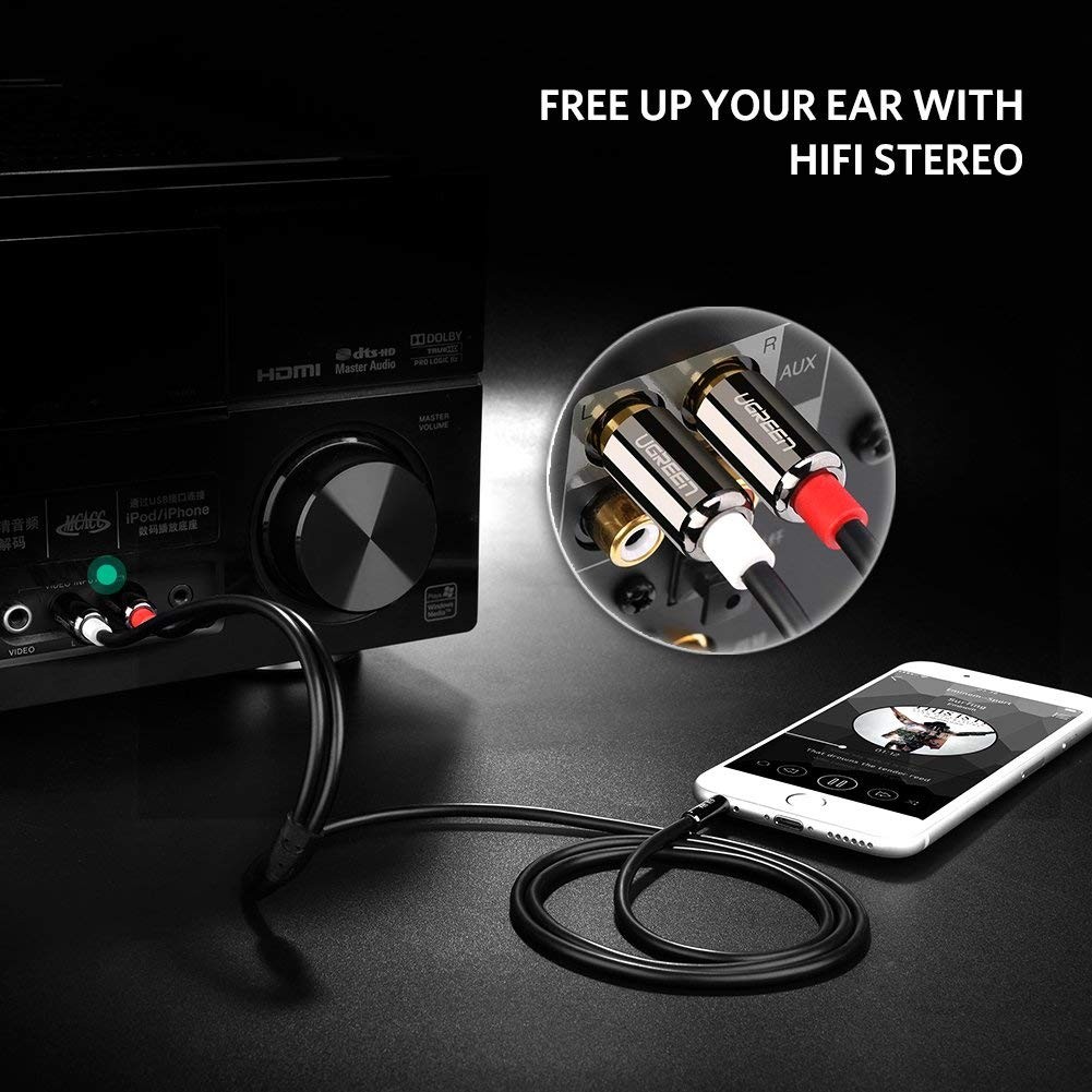 LUOM RCA Cable, 3.5mm Aux to 2 RCA Stereo Audio Adapter Cable Audio Auxiliary Stereo Y Splitter Cable, 3.3 Feet