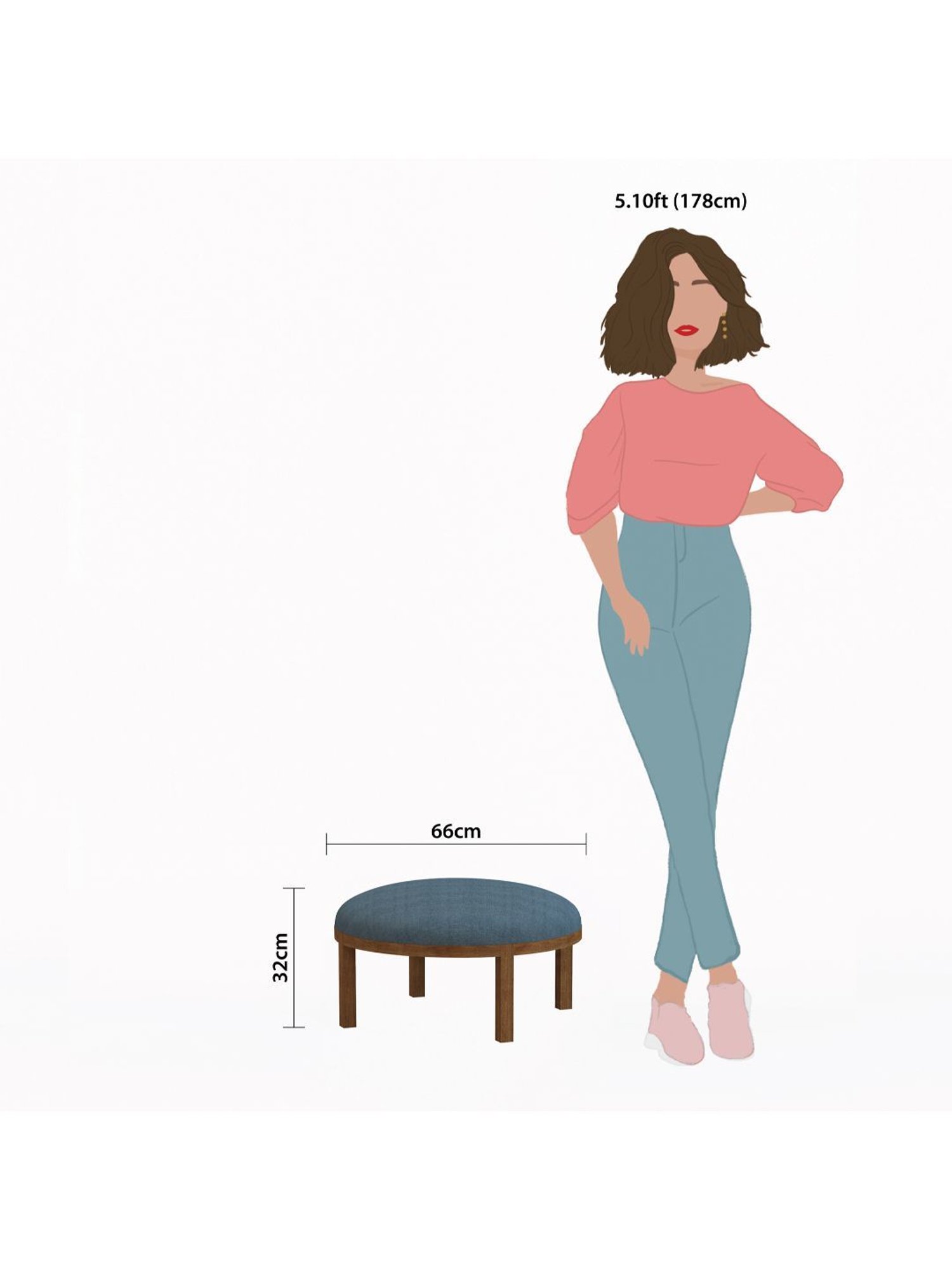 Chumbak Bohemian Sailor Blue Sheesham Wood Ottoman