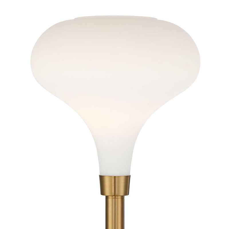 Possini Euro Cecil Warm Brass and Opal Glass Torchiere Floor Lamp