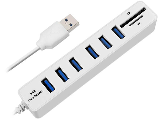 MGEAR 6-PORT-USB-HUB-SD-TF-READER 6-Port USB Hub with SD and TF Card Reader
