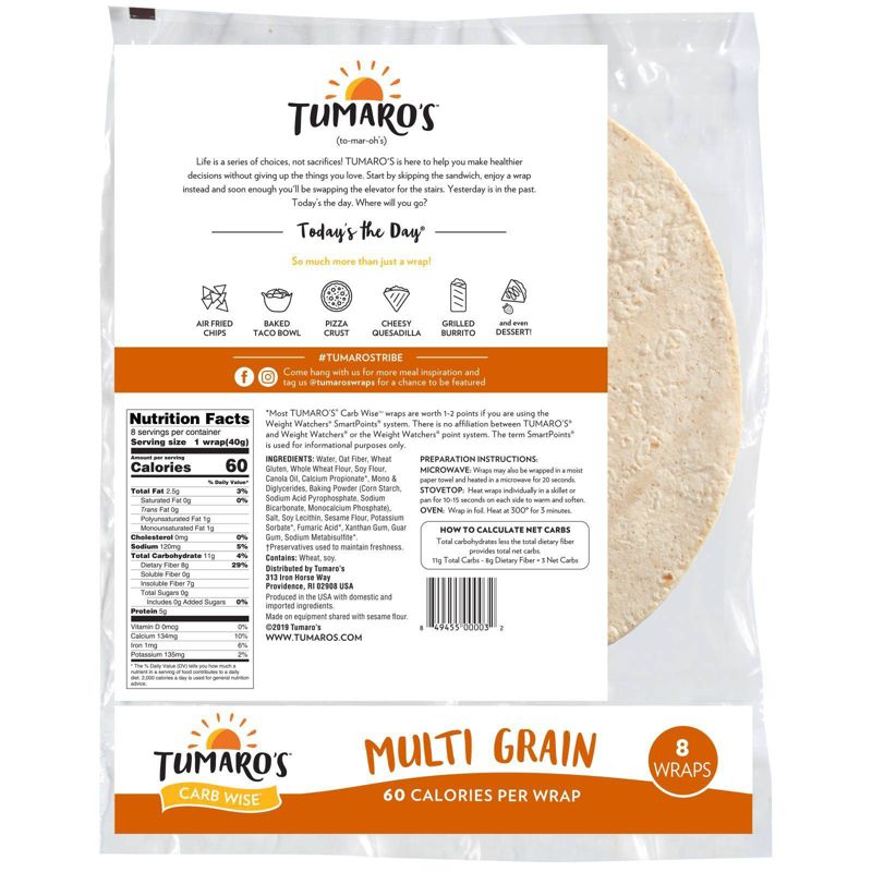 Tumaro's 8" Low Carb Multi Grain Tortillas - 11.2oz/8ct