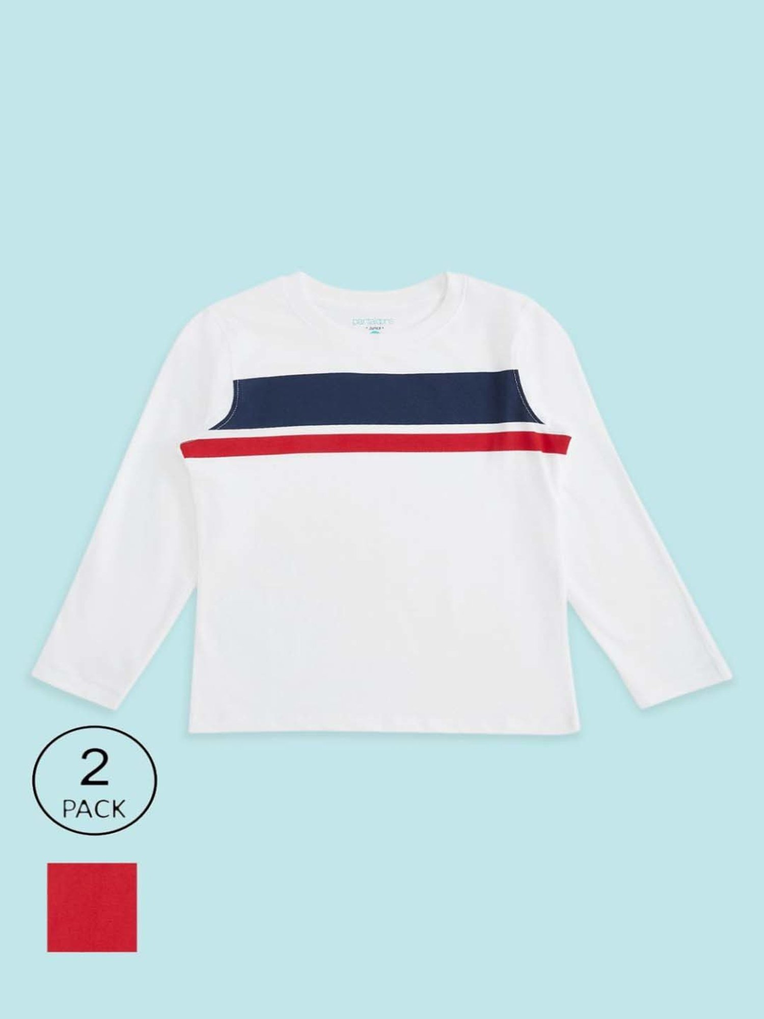 Pantaloons Baby Kids Red & White Cotton Printed Full Sleeves T-Shirt