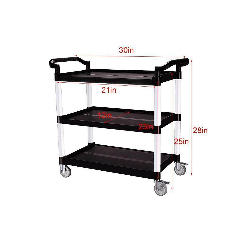 3-Shelf Rolling Service/Utility/Push Cart. 330 lbs Capacity 30.3 x 12 x 32"