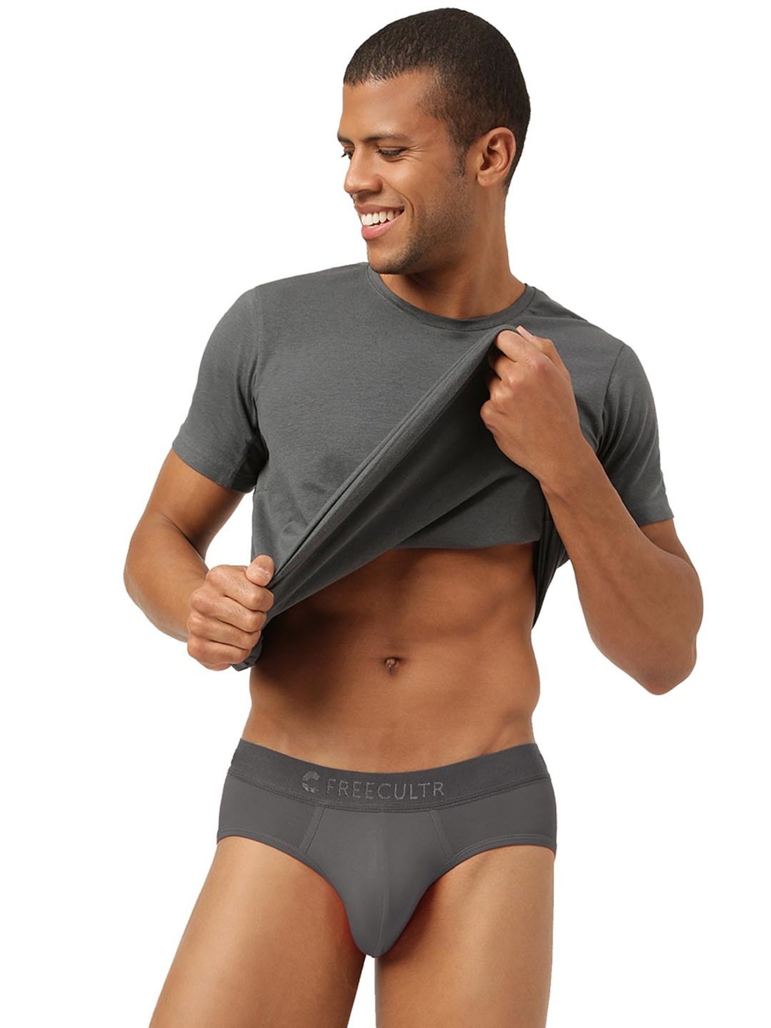 Freecultr Mist Grey & Avocado Green Comfort Fit Briefs - Pack of 2