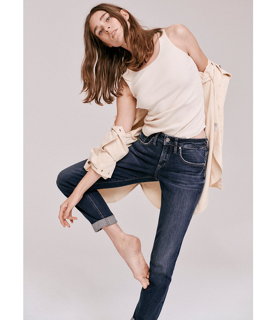 Silver Jeans Co. Boyfriend Mid Rise Rolled Cuff Jeans
