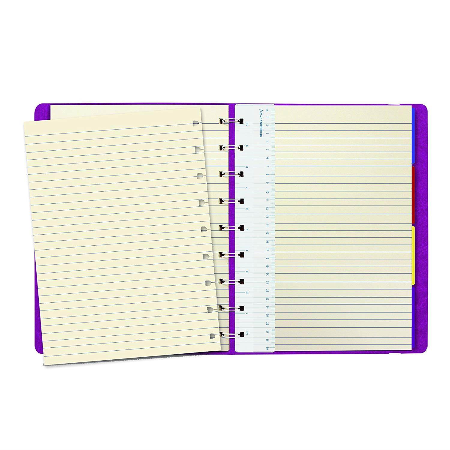 FILOFAX REFILLABLE NOTEBOOK CLASSIC, 9.25" x 7.25" Fuchsia - Elegant leather-look cover with moveable pages - Elastic closure, index, pocket and page marker (B115905U)