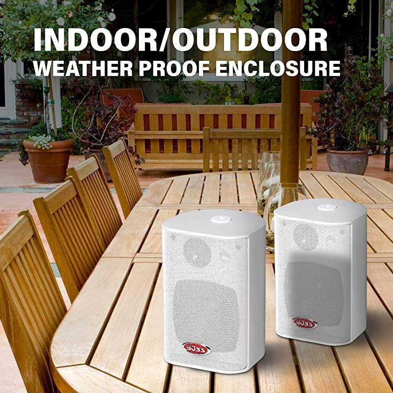 Audio MR43W 200Watt 3 Way Marine 4Inch Enclosed System Speaker White