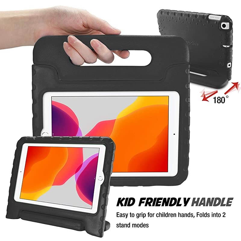 Kids Case for iPad 10.2 8th Gen 2020 / 7th Gen 2019 / iPad Air 10.5" 2019 / iPad Pro 10.5, Shockproof Convertible Handle Stand Cover Light Weight Kids Friendly Case for iPad 8th / 7th -Black